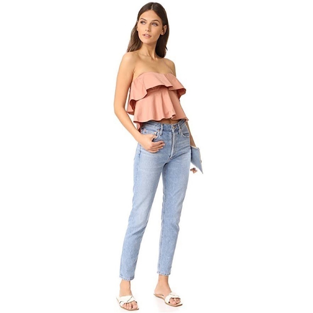 Rebecca Taylor-Pink Clay Ruffle Crop Top (Size:4)